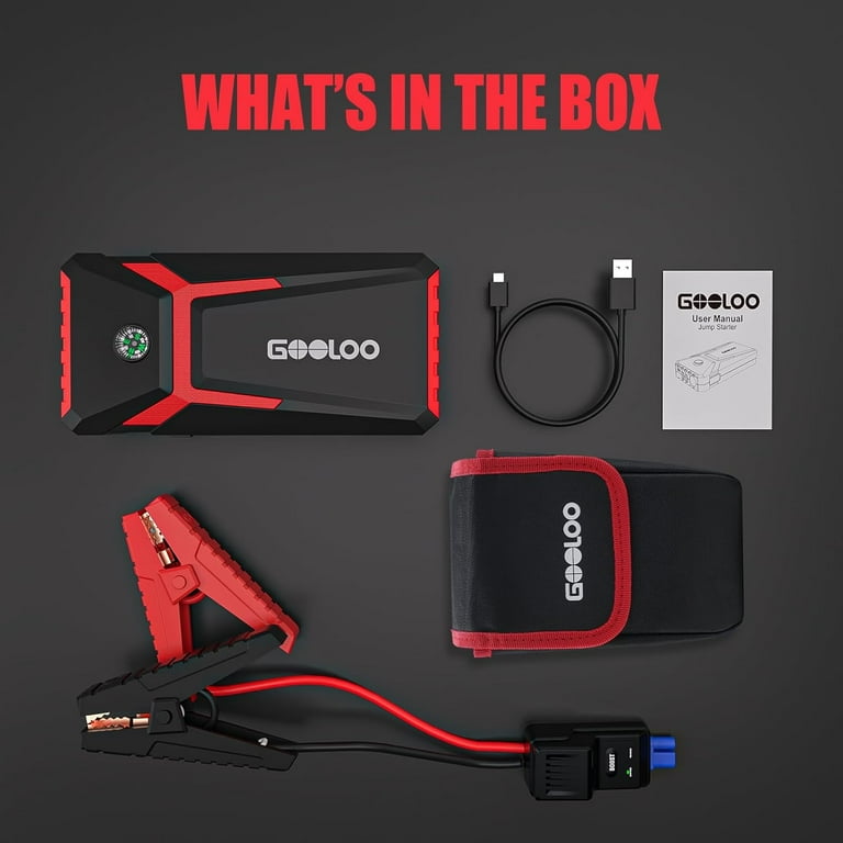 GOOLOO 2000A Car Battery Jump Starter(up to 6.0L Gas and 4.0L  Diesel),GE2000 12V Portable Jump Box with Quick Charge in & out