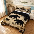 thumbnail image 2 of Manfei Retro Bear Queen Comforter Set, Western Lodge Cabin Comforter Sets Queen, Tan Peach, Black Reversible, 3-Piece, 1 Comforter and 2 Pillowcases, 2 of 7