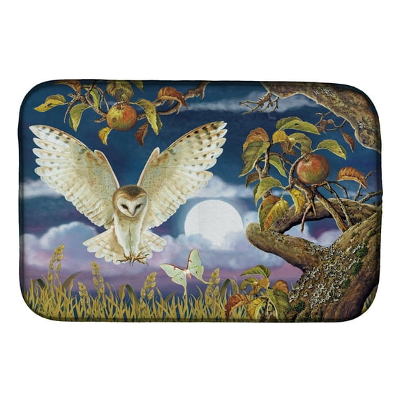 Barn Owl In The Apple Orchard Dish Drying Mat