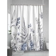 thumbnail image 5 of Fsddascl Blue Grey Floral Leaves Shower Curtain Set - 66" x 72" Washable Bathtub Curtain with 12 Hooks, Watercolor Flowers Waterproof Fabric Stall Shower Curtains for Bathroom/Bathtub Décor, 5 of 6