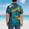 thumbnail image 4 of Pofeuu Watercolor Blue Marbled Print Hawaiian Shirt for Men Sleeves Casual Button Down Summer Beach Dress Shirts T-Shirts,XX-Large, 4 of 7