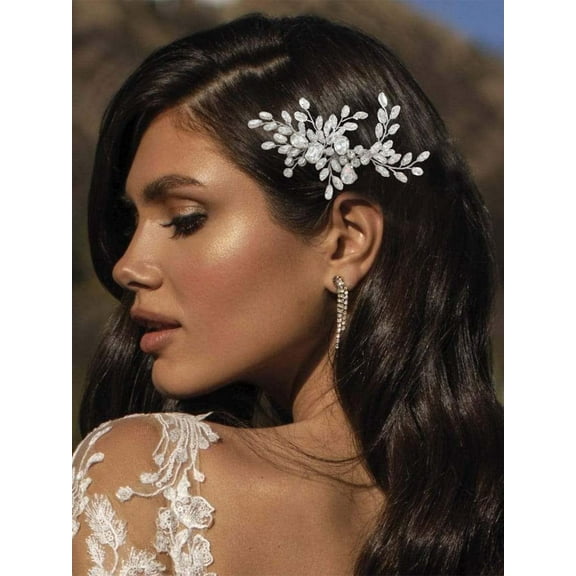 Crystal Bride Wedding Hair Comb Silver Side Combs Bridal Hair Piece Clips Headpiece Hair Accessories for Women and Girls