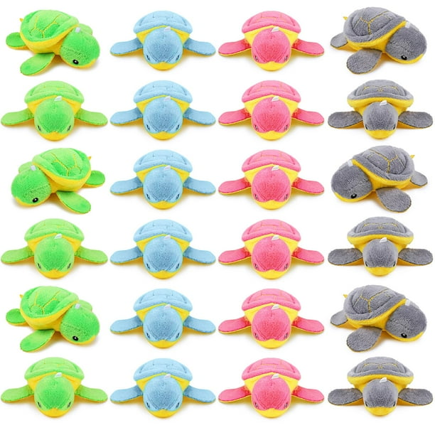 Peluche de peluche HyDren con forma de tortuga pequeña, 8,9 cm, 24 unidades, para niños