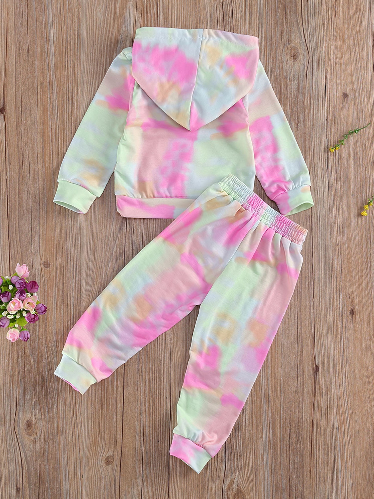 2-piece Kid Boy Tie Dye Long-sleeve Tee and Elasticized Pants Casual Set
