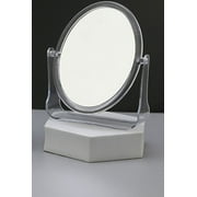 Vanity Makeup Mirror for Desk with Clear Acrylic Stand, Double Sided 360° Rotation Mirror, Portable Table Tabletop Mirror for Desk, Bathroom (Elliptical-shaped)