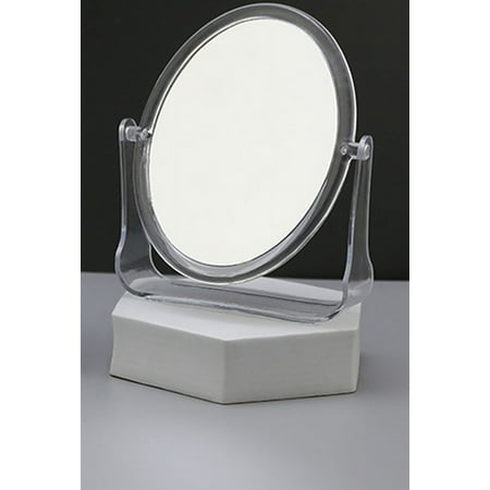 Vanity Makeup Mirror for Desk with Clear Acrylic Stand, Double Sided 360° Rotation Mirror, Portable Table Tabletop Mirror for Desk, Bathroom (Elliptical-shaped)