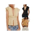 thumbnail image 2 of Suagox Women’s Lace Patchwork Tank Tops Sleeveless Deep V Neck Button Down Shirts Summer Vest, 2 of 8