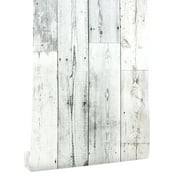 Haokhome Peel and Stick Wood Plank Wallpaper Self-Adhesive Shiplap Light Grey/White/Blue Distressed Wood Wall Decor 17.7"x 19.7ft