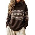 thumbnail image 4 of Women Sweaters Casual Fair Isle Turtleneck Long Sleeve Knit Top Loose Fit Comfy Oversized Clothes, 4 of 4