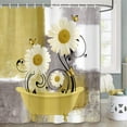 thumbnail image 5 of Yellow Daisy Flower Shower Curtain, Farmhouse Floral and Butterfly in Bathtub Shower Curtains for Bathroom, Rustic Country Abstract Geometric Floral Bath Decor Bathtub Set with 16 Hooks 70X70in, 5 of 6