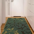 thumbnail image 2 of Ottomanson Non-Slip Area Rug for Living Room 3'3" x 5' Durable Low Profile Carpet, Seafoam Green Leaf, 2 of 11