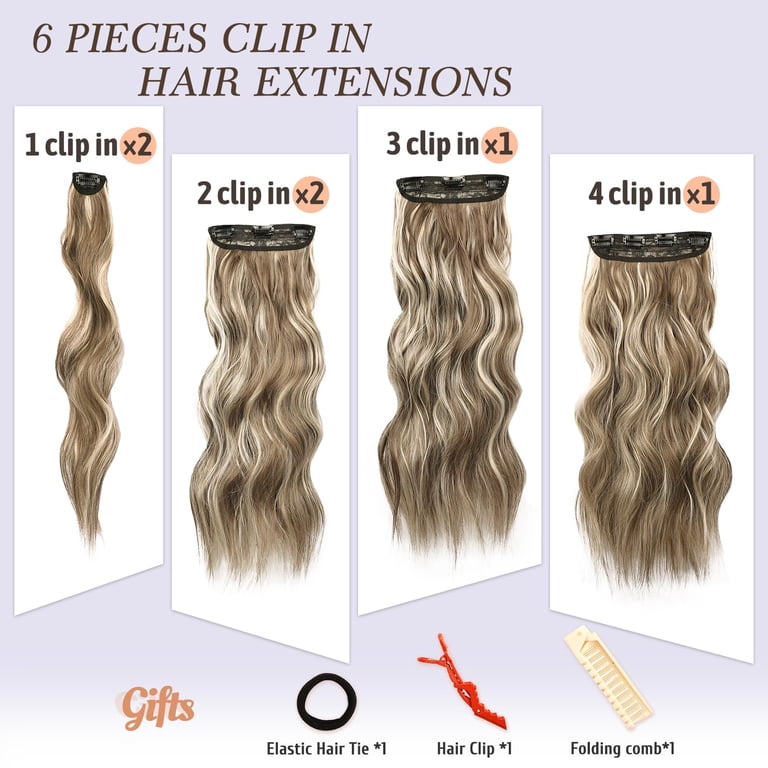 Ash Brown Clip in Hair Extensions - 20 Inch 6PCs Full Head Beach Wavy Amazon.com : BARSDAR Beach Wavy Dark Brown Clip in Hair  main image 2