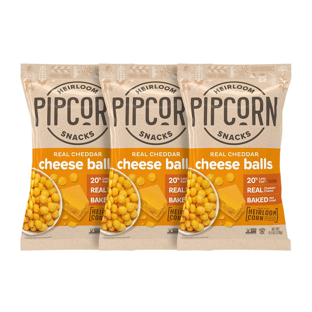 Pipcorn Heirloom Cheddar Cheese Balls Organic Cheese, No Artificial
