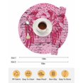thumbnail image 6 of 15 Inch Round Placemats Set of 6, Pink Ribbon Non Slip Heat Insulation PP Table Mats, Wings Romantic Love Heart Flowers Retro Country Washable Place Mats for Kitchen Dining Party Table Decor, 6 of 7