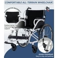 thumbnail image 5 of NOMIGO Folding Lightweight Transport Wheelchair Foldable Self-Propelled Wheelchair with Double-Brake Design for Adults 21-Inch Large Rear Wheel Support 230Lbs White, 5 of 10