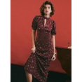 thumbnail image 5 of Elegant Burgundy Ditsy Floral Keyhole Neck Puff Sleeve Maxi Dress, 5 of 7