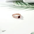thumbnail image 4 of Gem Stone King 1.07 Ct Princess Cut Red Garnet White Created Sapphire 18K Rose Gold Plated Silver Ring (Size 9), 4 of 5