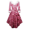 thumbnail image 4 of Valentines Day Dresses for Women V Neck High Low Vintage Party Costumes A-Line Swing Holiday Cocktail Dress Pink 2XL, 4 of 5