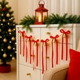 thumbnail image 5 of Adorno colgante de campanas rojas con lazo festivo | Decoración para árbol de Navidad y hogar | Tela y hierro | 20 x 6 cm, 5 of 5