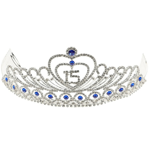 Niceauty Women Crowns Tiaras Stylish Number 15 Design Blue 1Pcs