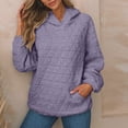 thumbnail image 2 of Yokua Women Quilted Hoodies Casual Long Sleeve Sweatshirts Trendy Lightweight Pullover Tops with Pocket Comfy Fall Clothes, 2 of 8