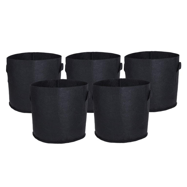 5pcs Fabric Grow Bags - Black