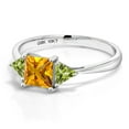 thumbnail image 3 of Gem Stone King 10K White Gold Yellow Citrine and Green Peridot 3 Stone Engagement Ring for Women (0.96 Cttw, Gemstone November Birthstone, Princess Center 5MM, Trillion 3.5MM, Size 7), 3 of 5