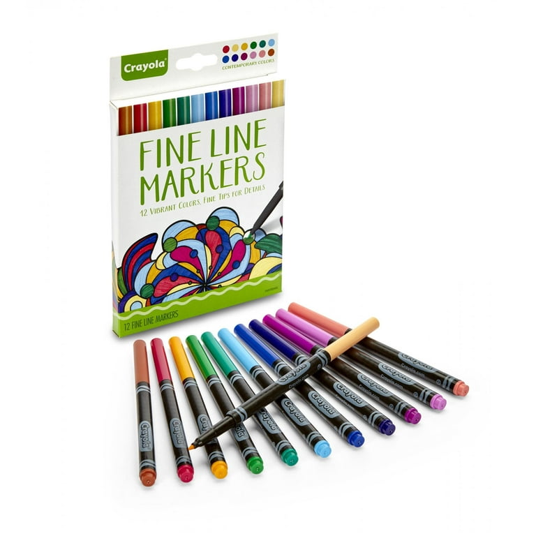 Crayola Aged Up Coloring Fineline Marker Set, 12-Colors, Rich