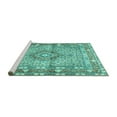 thumbnail image 2 of Ahgly Company Machine Washable Indoor Square Medallion Turquoise Blue Traditional Area Rugs, 8' Square, 2 of 4