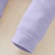 thumbnail image 4 of Conjuntos de blusas y camisas de cuello redondo y manga larga para niña, mono de cuello redondo y manga larga con vuelo de color liso con cintura elástica, pantalones estampados y diadema, conjunto de, 4 of 6