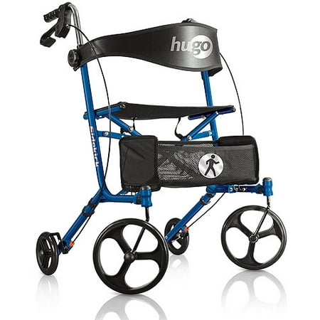 Hugo Folding Walker - Hugo Sidekick Side-Folding Rollator Walker With Seat, Blueberry