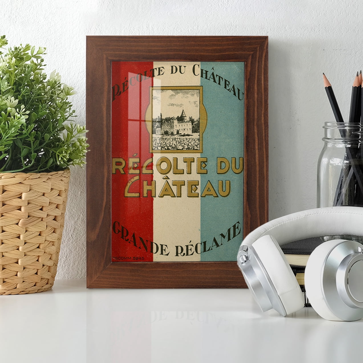 Recolte Du Chateau -Framed Print w/glass-Chestnut