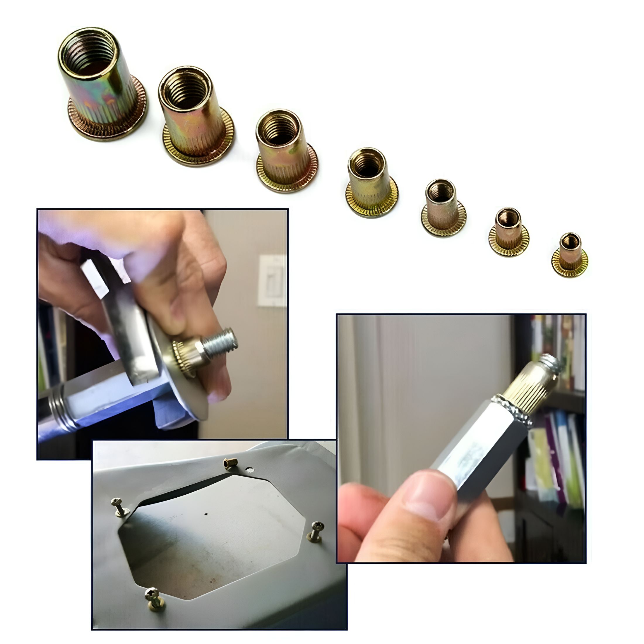TALENO 300Pcs Zinc Steel Rivet Nut Rivnut Nutsert Assort, 150 Pcs SAE & 150 Pcs Metric Rivet Nuts