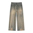 thumbnail image 4 of Mens Jeans Ripped Jeans Straight Leg Loose Wide Leg Retro Pants, 4 of 4