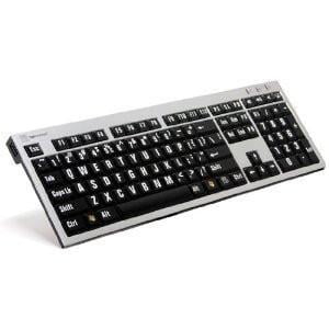 Logickeyboard Large Print White on Black Slim Line PC Keyboard | Accurate Typing Large Printed