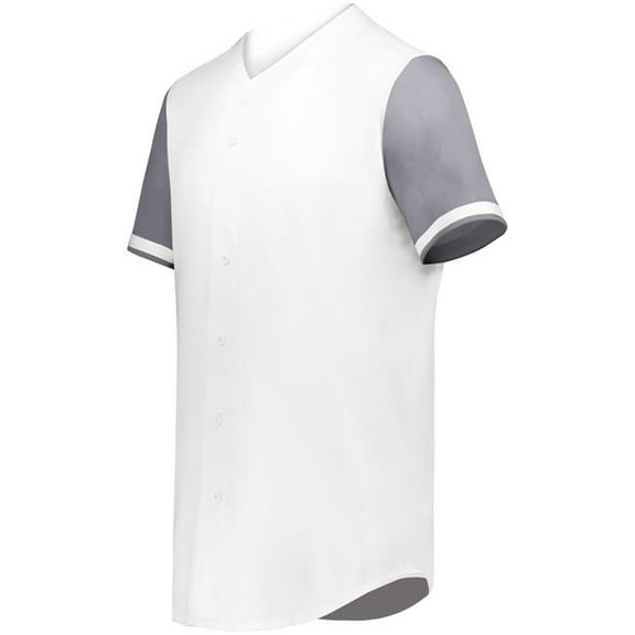 Augusta Sportswear 6909.751.3XL Cutter Plus Full Button Baseball Jersey, White & Graphite - 3XL