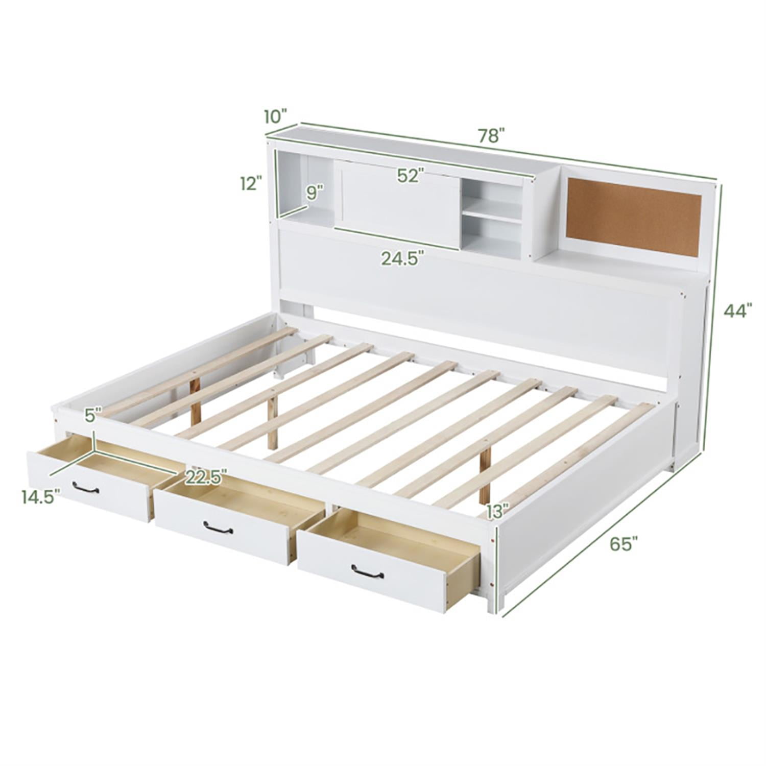 Demi Bonn Twin Size Wooden Daybed with 3 Drawers with Storage Shelves, Modern Wooden Bed Frame for Teens, White