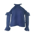 thumbnail image 3 of Women‘s Halter Cold Shoulder Slim Fit Long Sleeve Tee Tops, 3 of 3