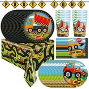 HeroFiber Construction Party Supply Set 16 Plates Napkins Cups Tablecloth