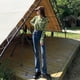 thumbnail image 4 of Vaqueros de terciopelo de Retro Azul para mujer, Pantalones rectos de tubo extendidos finos y de cintura alta negros, Otoño e Invierno 2024, 4 of 5