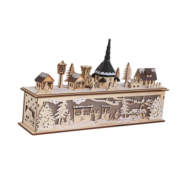 de Navidad de Escritorio de Madera, Decoración de Paisaje, Juego de Construcción para Mesa Temática Coleccionable, Decorac Estilo B SM SunniMix Casa de miniaturas