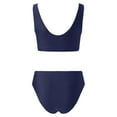 thumbnail image 6 of MIXUE Swim Suits for Women Summer Solid Color Strappy Square Collar Elastic Bra And Panty Set Sports Two Piece Tankini Beachwear,Blue,M, 6 of 6