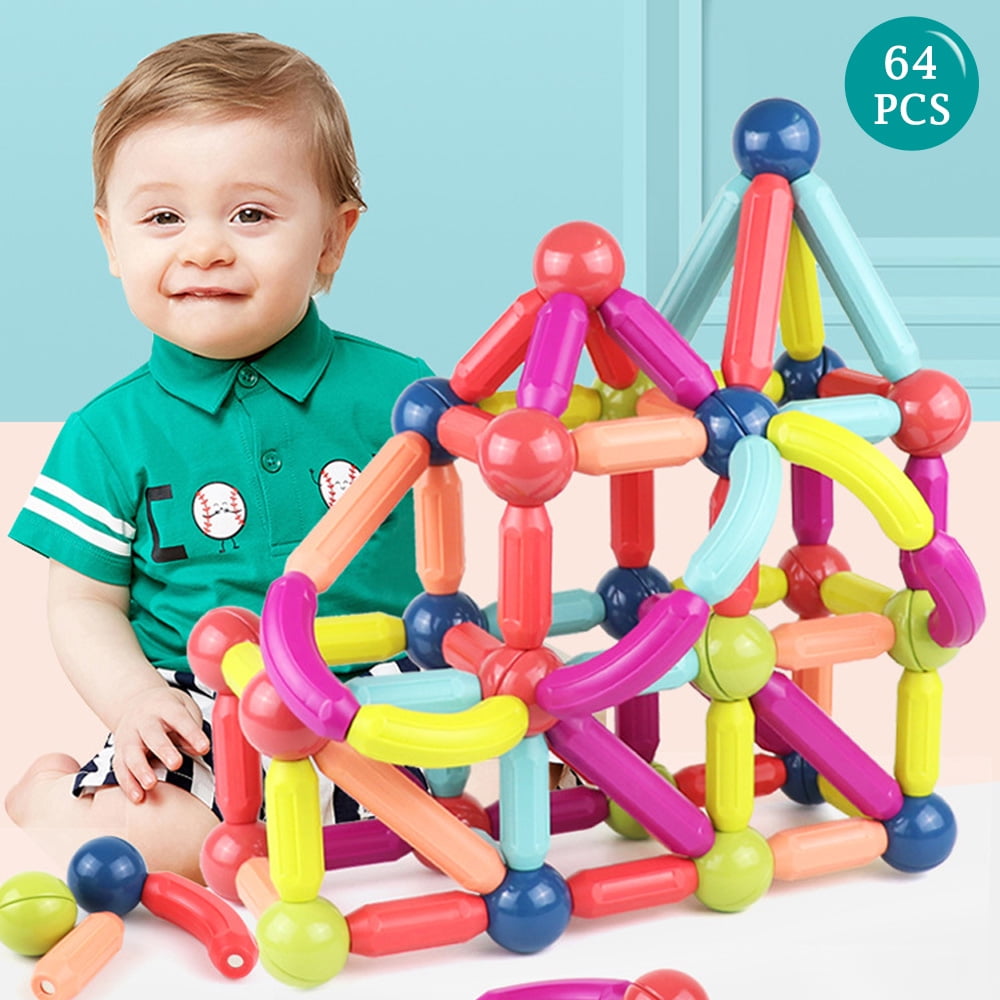 64Pcs Balls and Rods Building Sticks Blocks Set for Toddlers