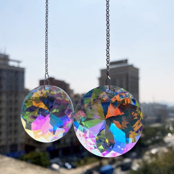 Dserhfy Faux Crystal Suncatcher Window Rainbow Maker Handmade Glass Hanging Pendant Lamp Chandelier Prisms for Home Garden Decor