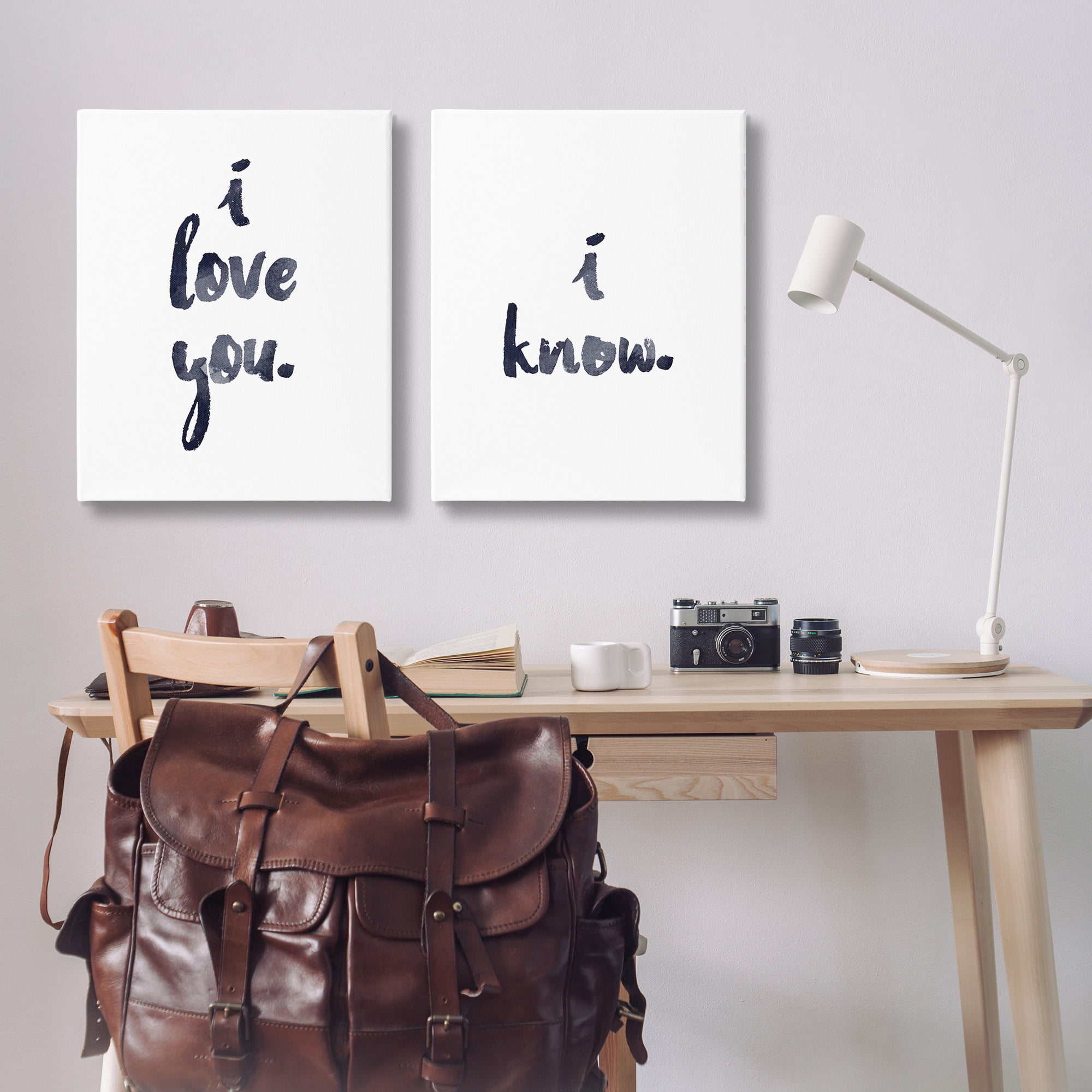 Stupell Industries Glam I Love You Phrase Inspirational Painting Gallery Wrapped Canvas Art Print Wall Art, 24 x 30, Set of 2