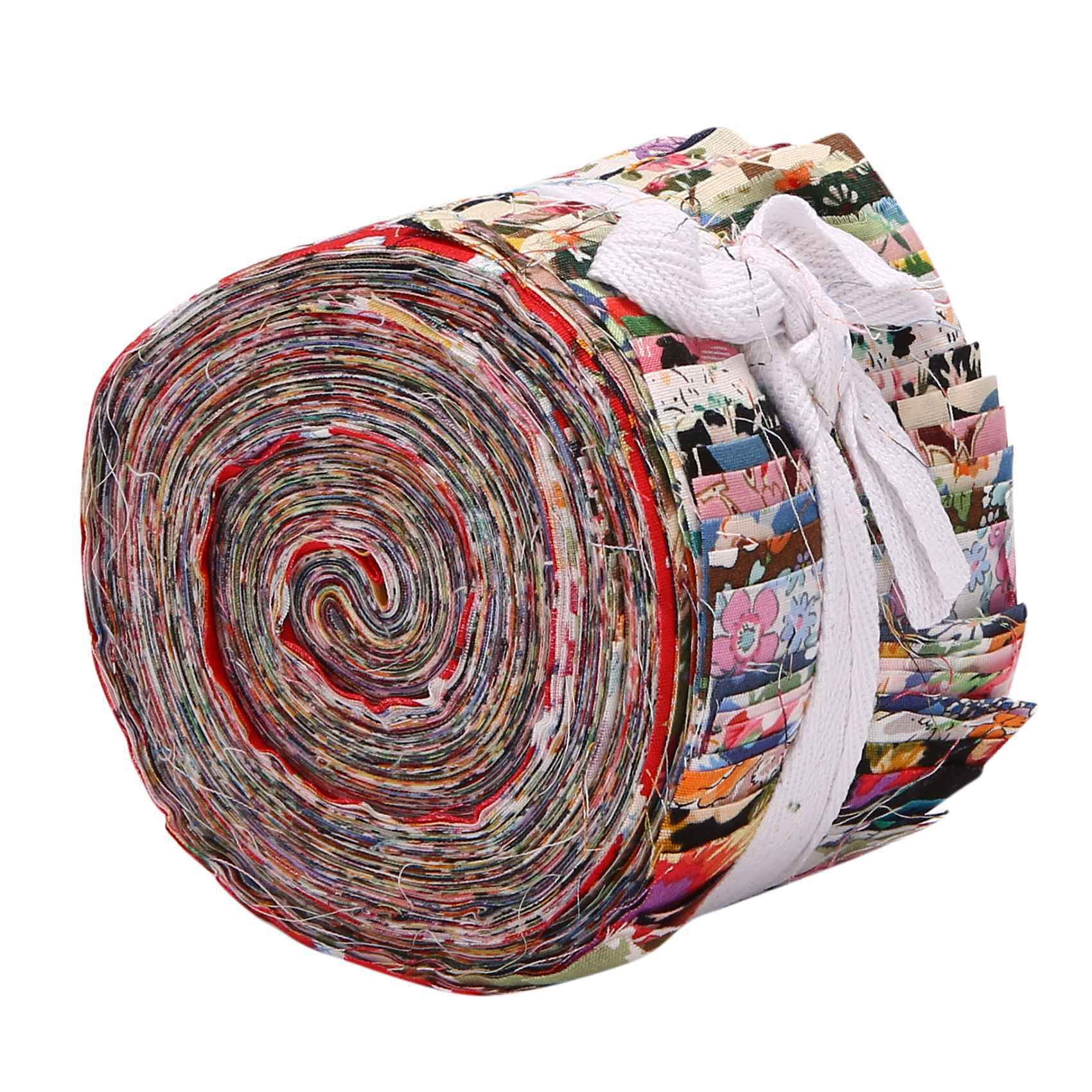 2X Fabric Strips Roll Jelly Fabric Bundles Fabric Quilting Strips Roll Up Flower Precut Patchwork with Assorted Patterns