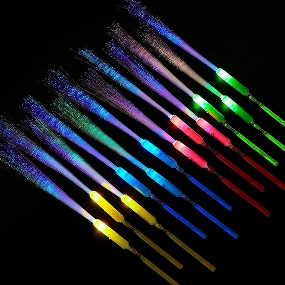 12 Pieces Fiber Optic Wand Light up Glow Stick LED Colorful Flashing Wands for Wedding, Christmas Neon Party Favors Supplies(Classic Color)