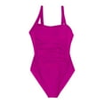 thumbnail image 4 of WREESH Womens One Piece Swimsuit Solid Color Swim Suits New Fashion Splicing Swimsuit Casual Bikini Swimsuit Features: Sleeveless Bathing Suits Hot Pink, 4 of 5