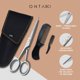 thumbnail image 2 of ONTAKI 5 tijeras alemanas para barba y bigote – 2 peines (peine para barba + peine para bigote) con bolsa de transporte – Tijeras para recortar barba forjadas a mano con reposamuñecas (plata (acero al, 2 of 7