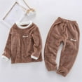 thumbnail image 2 of Children Two Piece Set Warm Home Clothes Fleece Solid Color Home Wear Sets for Boys Girls Kids niños niñas ropa, 2 of 3
